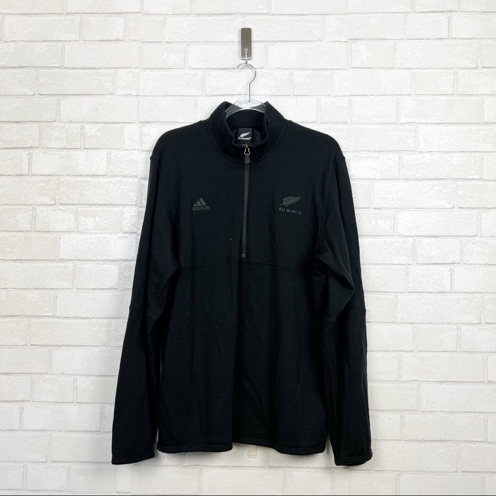 Adidas All Blacks 100% Wool Half Zip Pullover RARE